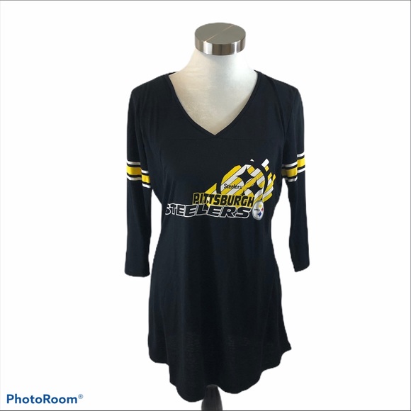 NFL Tops - Ladies Pittsburgh Steelers V Neck Tunic Shirt Med